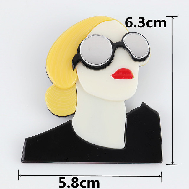 Duża broszka akrylowa z motywem Cartoona, idealna dla modnych kobiet w okularach - Wianko - 2