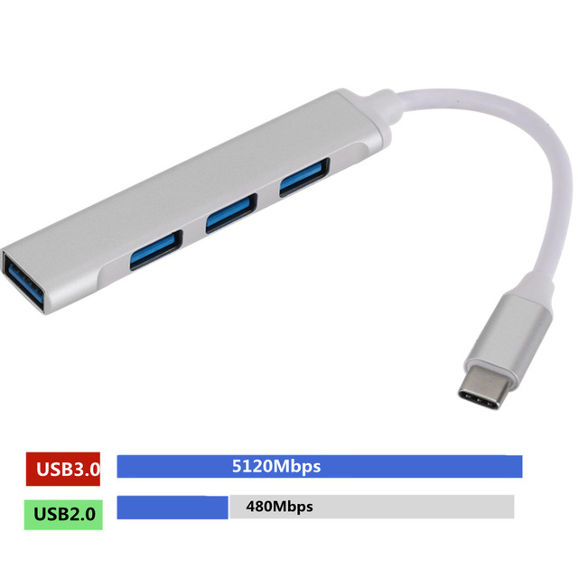 Hub USB C 3.0 typu C 3.1 4 Porty dla Macbooka Pro 13 15 i innych komputerów - adapter USB OTG do podłączania akcesoriów - Wianko - 2