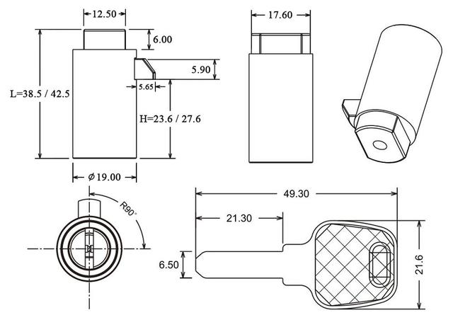 42.5mm Klucz dołek zamka - inteligentne urządzenie slot machine wymiana blokady tłoka - Wianko - 10