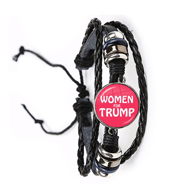 Bransoletka dla kobiet - Trump 2024, szklane kaboszony, skórzana biżuteria - Wianko - 35
