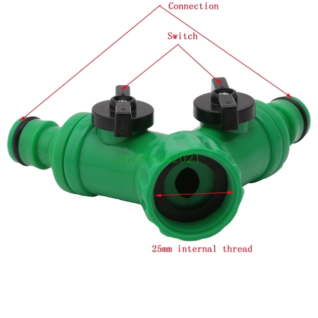 2 Way Splitter z gwintowanym złączem kranowym do ogrodowego węża, Y kształtny, dwie wyloty - Wianko - 4