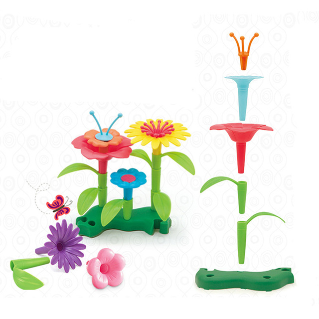 Zestaw klocków edukacyjnych DIY dla dziewczynek - 148 sztuk kolorowych kwiatowych bloków do budowy ogrodu - Wianko - 9