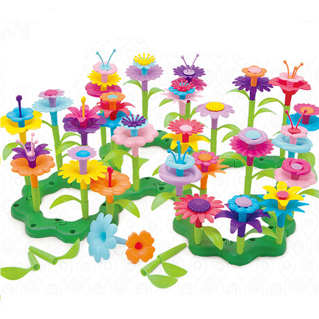 Zestaw klocków edukacyjnych DIY dla dziewczynek - 148 sztuk kolorowych kwiatowych bloków do budowy ogrodu - Wianko - 5
