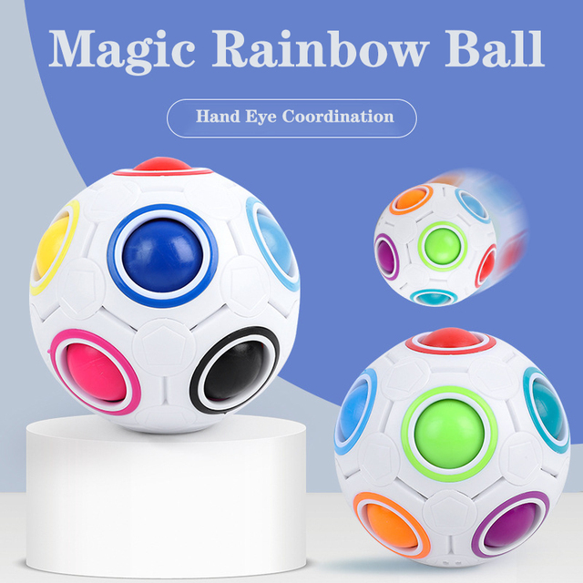 Kostka antystresowa - Ulepszona Gyro Rainbow Ball magiczna kula 12 Hole - zabawka dekompresyjna dla dzieci prezent - Wianko - 1