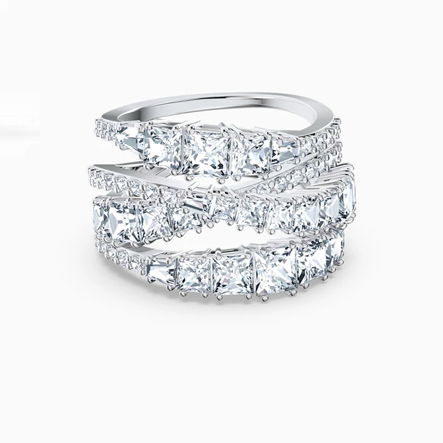 Modny pierścień z wysokiej jakości kryształami SWA1:1 w kształcie spiralnych kropli wody, niebiesko-biały - Wianko - 9