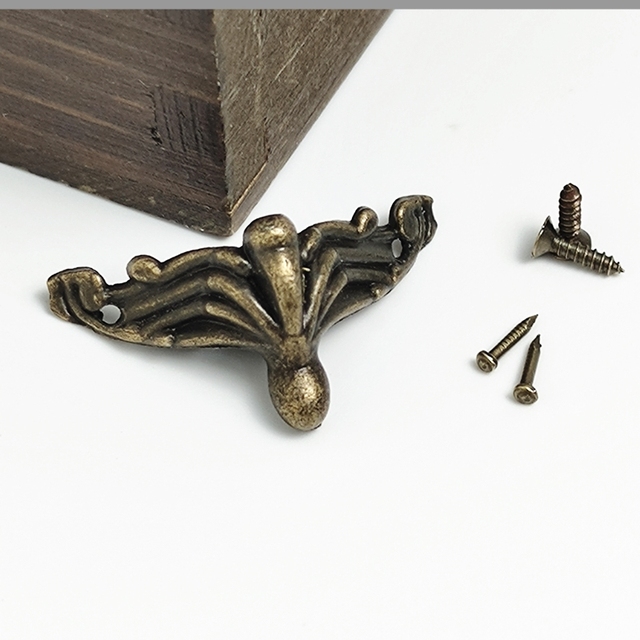 Dekoracyjna skrzynia drewniana na biżuterię z 20 skrzynek antycznych, metalowych ozdobnych narożników z montażem - Wianko - 6