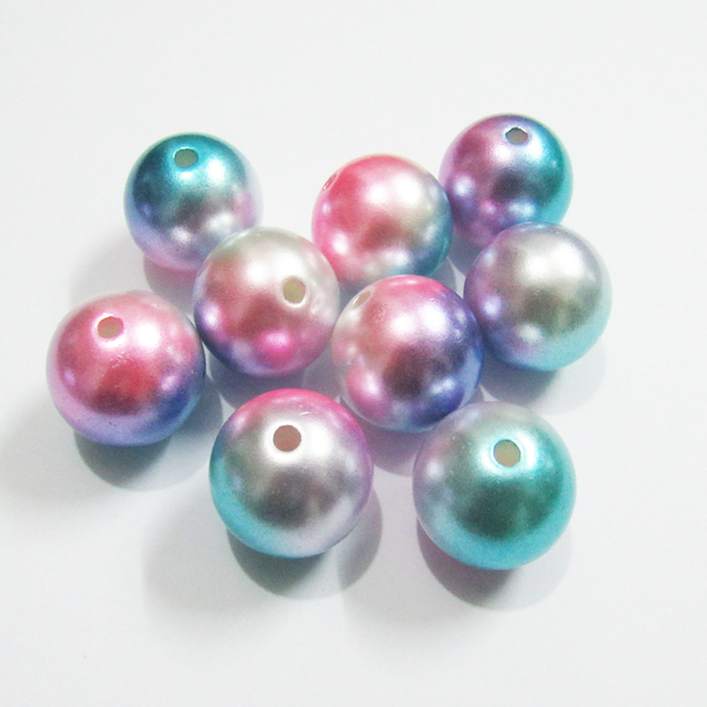 Koraliki akrylowe imitacja perły w jasnoróżowym, niebieskim i fioletowym kolorze o rozmiarach: 20mm, 12mm, 10mm, 8mm i 6mm - Wianko - 2