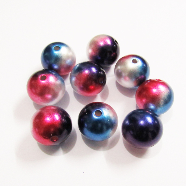 Koraliki akrylowe imitacja perły w jasnoróżowym, niebieskim i fioletowym kolorze o rozmiarach: 20mm, 12mm, 10mm, 8mm i 6mm - Wianko - 4