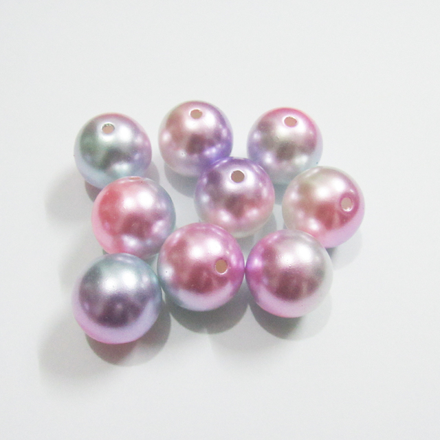 Koraliki akrylowe imitacja perły w jasnoróżowym, niebieskim i fioletowym kolorze o rozmiarach: 20mm, 12mm, 10mm, 8mm i 6mm - Wianko - 3