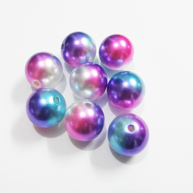 Koraliki akrylowe imitacja perły w jasnoróżowym, niebieskim i fioletowym kolorze o rozmiarach: 20mm, 12mm, 10mm, 8mm i 6mm - Wianko - 1