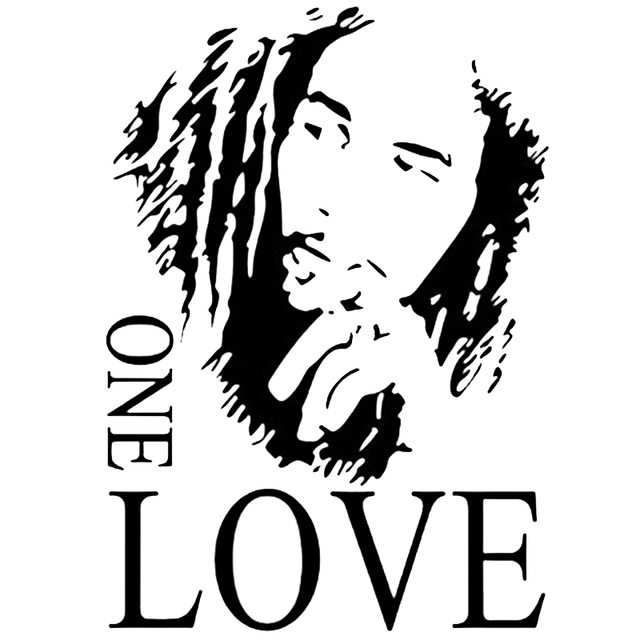 Naklejka ścienno-dekoracyjna z wizerunkiem Boba Marleya, czarna, 43*61 cm - Wianko - 1
