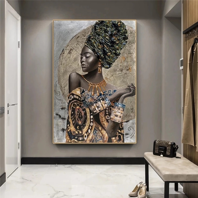 Malarstwo na płótnie - Graffiti afrykańska dziewczyna - nowoczesna dekoracja do wnętrza domu - Wianko - 5