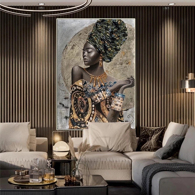 Malarstwo na płótnie - Graffiti afrykańska dziewczyna - nowoczesna dekoracja do wnętrza domu - Wianko - 4