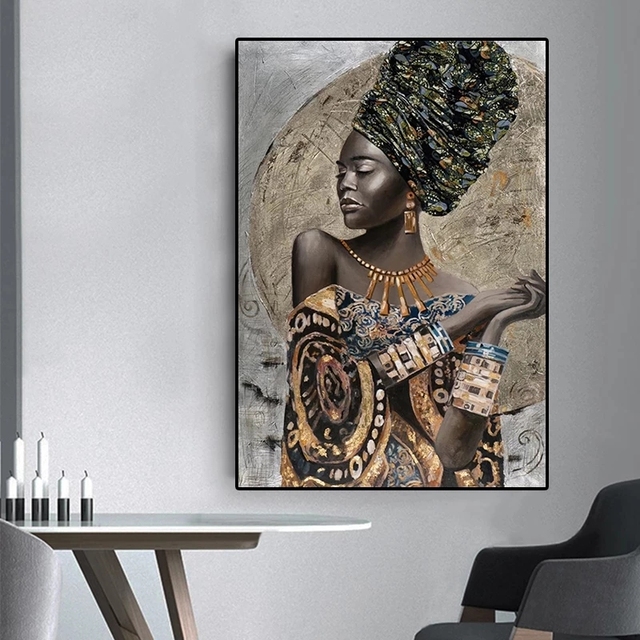 Malarstwo na płótnie - Graffiti afrykańska dziewczyna - nowoczesna dekoracja do wnętrza domu - Wianko - 6