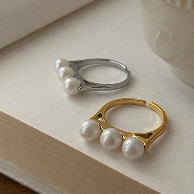 Pierścień z perłami w mozaikowym mosiądzu i 18-karatowym złocie dla kobiet - elegancka biżuteria projektanta na klubowe, imprezowe i koktajlowe okazje - Wianko - 4