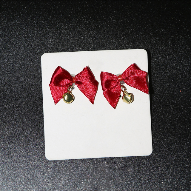 Kolczyki z cyrkonią w kształcie kokardy z drobnymi perłami - złote, czerwone, świąteczne dla kobiet - Wianko - 6