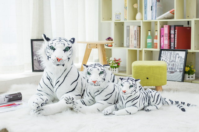 Realistyczna pluszowa zabawka - tygrys i leopard w rozmiarze od 30 do 120 cm, biała wersja - Wianko - 6
