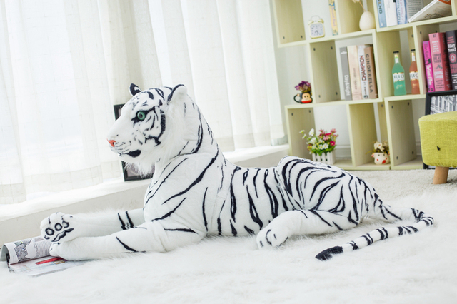 Realistyczna pluszowa zabawka - tygrys i leopard w rozmiarze od 30 do 120 cm, biała wersja - Wianko - 7