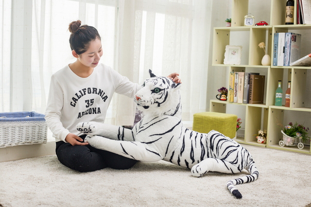 Realistyczna pluszowa zabawka - tygrys i leopard w rozmiarze od 30 do 120 cm, biała wersja - Wianko - 22