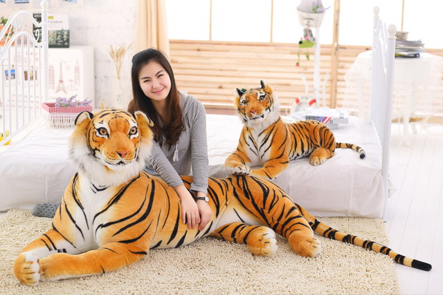 Realistyczna pluszowa zabawka - tygrys i leopard w rozmiarze od 30 do 120 cm, biała wersja - Wianko - 16
