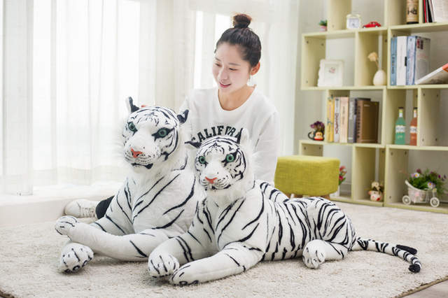Realistyczna pluszowa zabawka - tygrys i leopard w rozmiarze od 30 do 120 cm, biała wersja - Wianko - 21