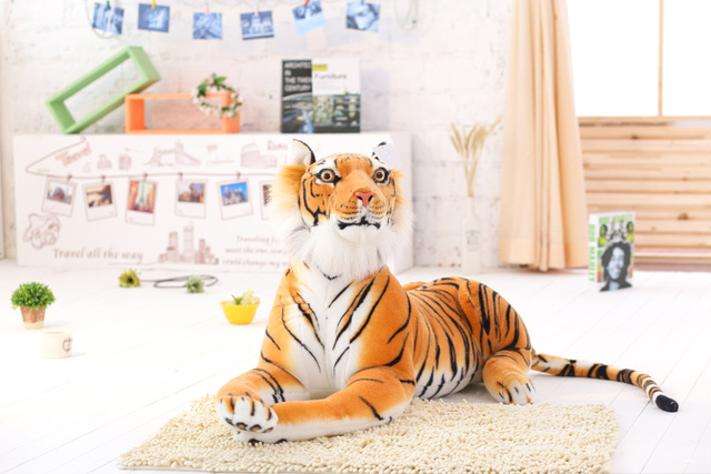 Realistyczna pluszowa zabawka - tygrys i leopard w rozmiarze od 30 do 120 cm, biała wersja - Wianko - 3