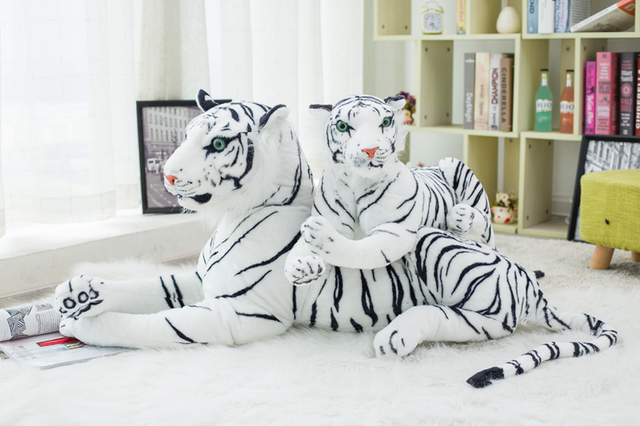 Realistyczna pluszowa zabawka - tygrys i leopard w rozmiarze od 30 do 120 cm, biała wersja - Wianko - 9