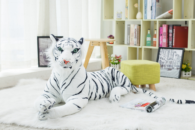 Realistyczna pluszowa zabawka - tygrys i leopard w rozmiarze od 30 do 120 cm, biała wersja - Wianko - 8