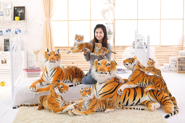 Realistyczna pluszowa zabawka - tygrys i leopard w rozmiarze od 30 do 120 cm, biała wersja - Wianko - 10