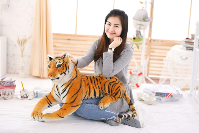Realistyczna pluszowa zabawka - tygrys i leopard w rozmiarze od 30 do 120 cm, biała wersja - Wianko - 11