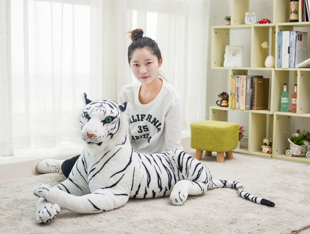 Realistyczna pluszowa zabawka - tygrys i leopard w rozmiarze od 30 do 120 cm, biała wersja - Wianko - 18