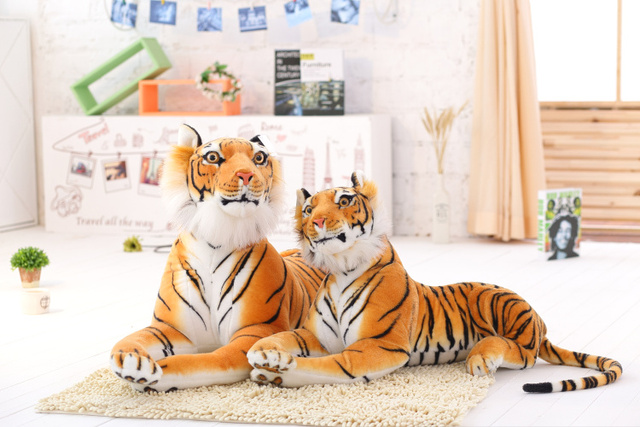 Realistyczna pluszowa zabawka - tygrys i leopard w rozmiarze od 30 do 120 cm, biała wersja - Wianko - 2
