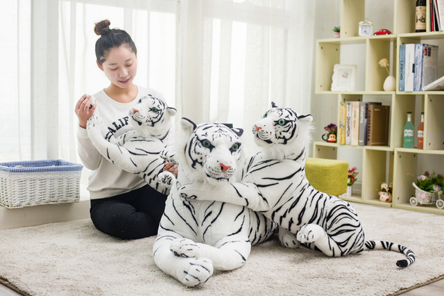 Realistyczna pluszowa zabawka - tygrys i leopard w rozmiarze od 30 do 120 cm, biała wersja - Wianko - 19