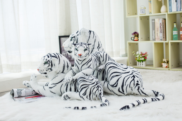Realistyczna pluszowa zabawka - tygrys i leopard w rozmiarze od 30 do 120 cm, biała wersja - Wianko - 5