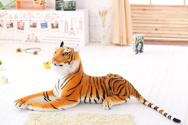 Realistyczna pluszowa zabawka - tygrys i leopard w rozmiarze od 30 do 120 cm, biała wersja - Wianko - 4