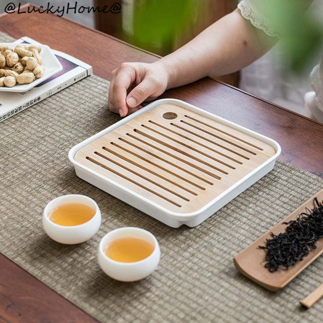 Drewniana taca do herbaty Kung Fu z drenażem, wysokiej jakości narzędzie pokojowe - Wianko - 1
