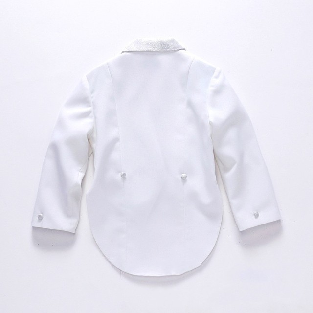 Garnitur Tuxedo dla chłopców - zestaw 5 sztuk, czarno-biały styl ślubny - Wianko - 9