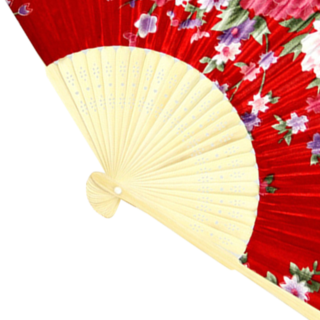 Ręcznie składany japoński wachlarz z klasycznym kwiatowym nadrukiem - Wianko - 5