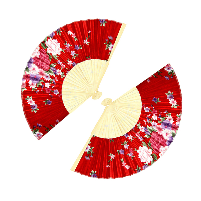 Ręcznie składany japoński wachlarz z klasycznym kwiatowym nadrukiem - Wianko - 3