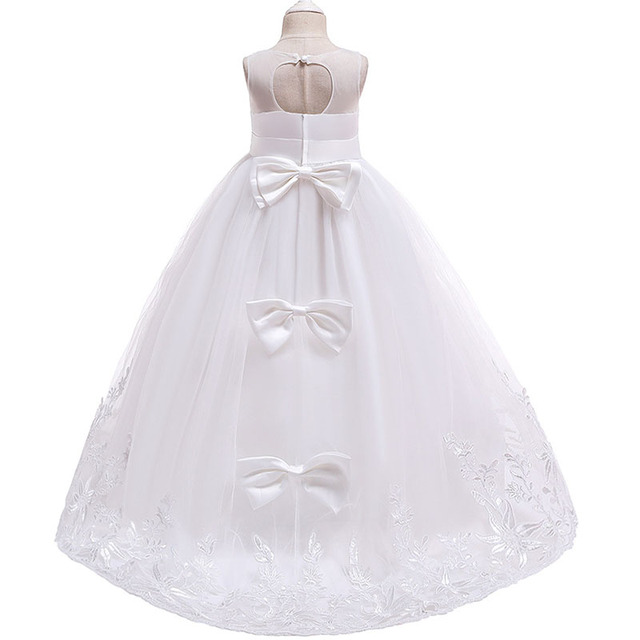 Sukienka letnia dla dziewczynek 10-12 lat, biała, jako pierwsza sukienka druhny w korowodzie ślubnym - 10% zniżki - Wianko - 4