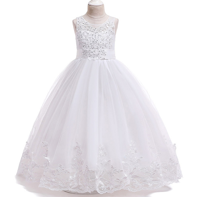 Sukienka letnia dla dziewczynek 10-12 lat, biała, jako pierwsza sukienka druhny w korowodzie ślubnym - 10% zniżki - Wianko - 2