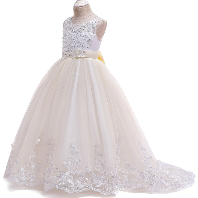 Sukienka letnia dla dziewczynek 10-12 lat, biała, jako pierwsza sukienka druhny w korowodzie ślubnym - 10% zniżki - Wianko - 6