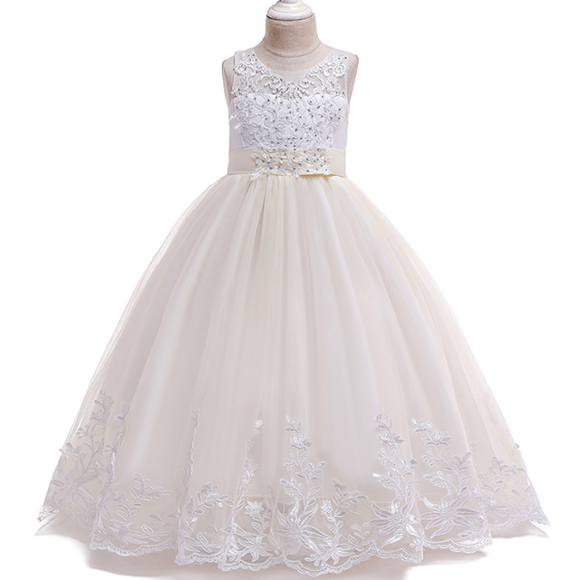 Sukienka letnia dla dziewczynek 10-12 lat, biała, jako pierwsza sukienka druhny w korowodzie ślubnym - 10% zniżki - Wianko - 5