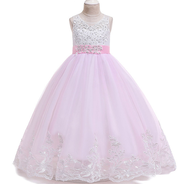 Sukienka letnia dla dziewczynek 10-12 lat, biała, jako pierwsza sukienka druhny w korowodzie ślubnym - 10% zniżki - Wianko - 17