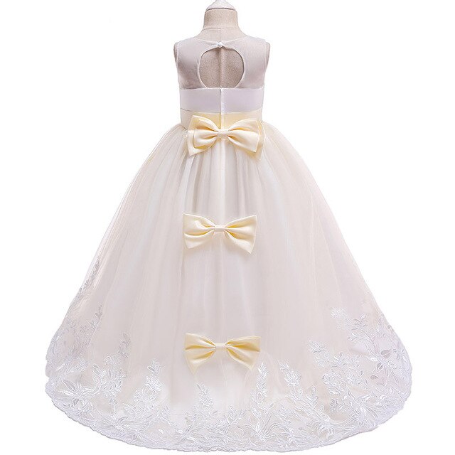 Sukienka letnia dla dziewczynek 10-12 lat, biała, jako pierwsza sukienka druhny w korowodzie ślubnym - 10% zniżki - Wianko - 7