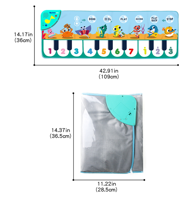 Dywan muzyczny z miękką klawiaturą dla dzieci 110x36cm w wielu stylach, instrumenty muzyczne, zwierzęce dźwięki, edukacyjne zabawki - Wianko - 20