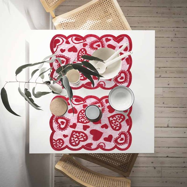 Czerwone serce - obrusy jednorazowe, biegacz na rocznicę ślubu, walentynki - prezent, dekoracja domowa - Wianko - 8