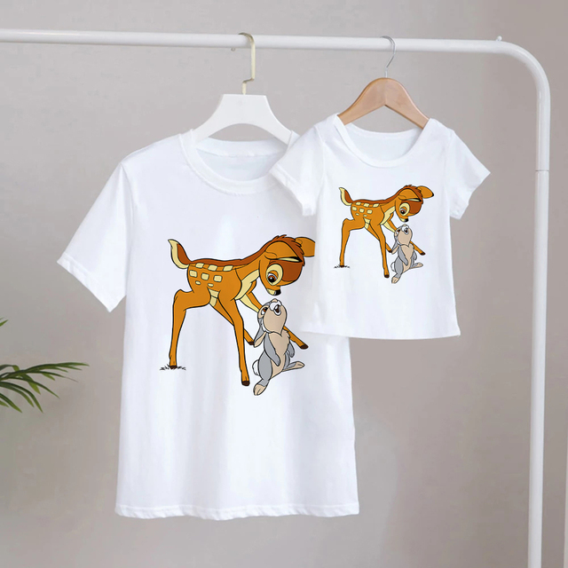 Koszulka graficzna Bambi i najlepsza przyjaciółka - moda streetwear dla rodzin z Disneyowską animacją (rękaw krótki) - Wianko - 18