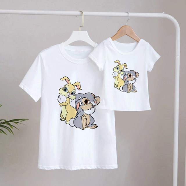Koszulka graficzna Bambi i najlepsza przyjaciółka - moda streetwear dla rodzin z Disneyowską animacją (rękaw krótki) - Wianko - 21