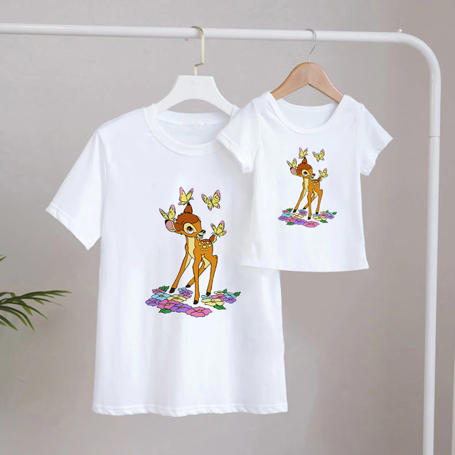 Koszulka graficzna Bambi i najlepsza przyjaciółka - moda streetwear dla rodzin z Disneyowską animacją (rękaw krótki) - Wianko - 9
